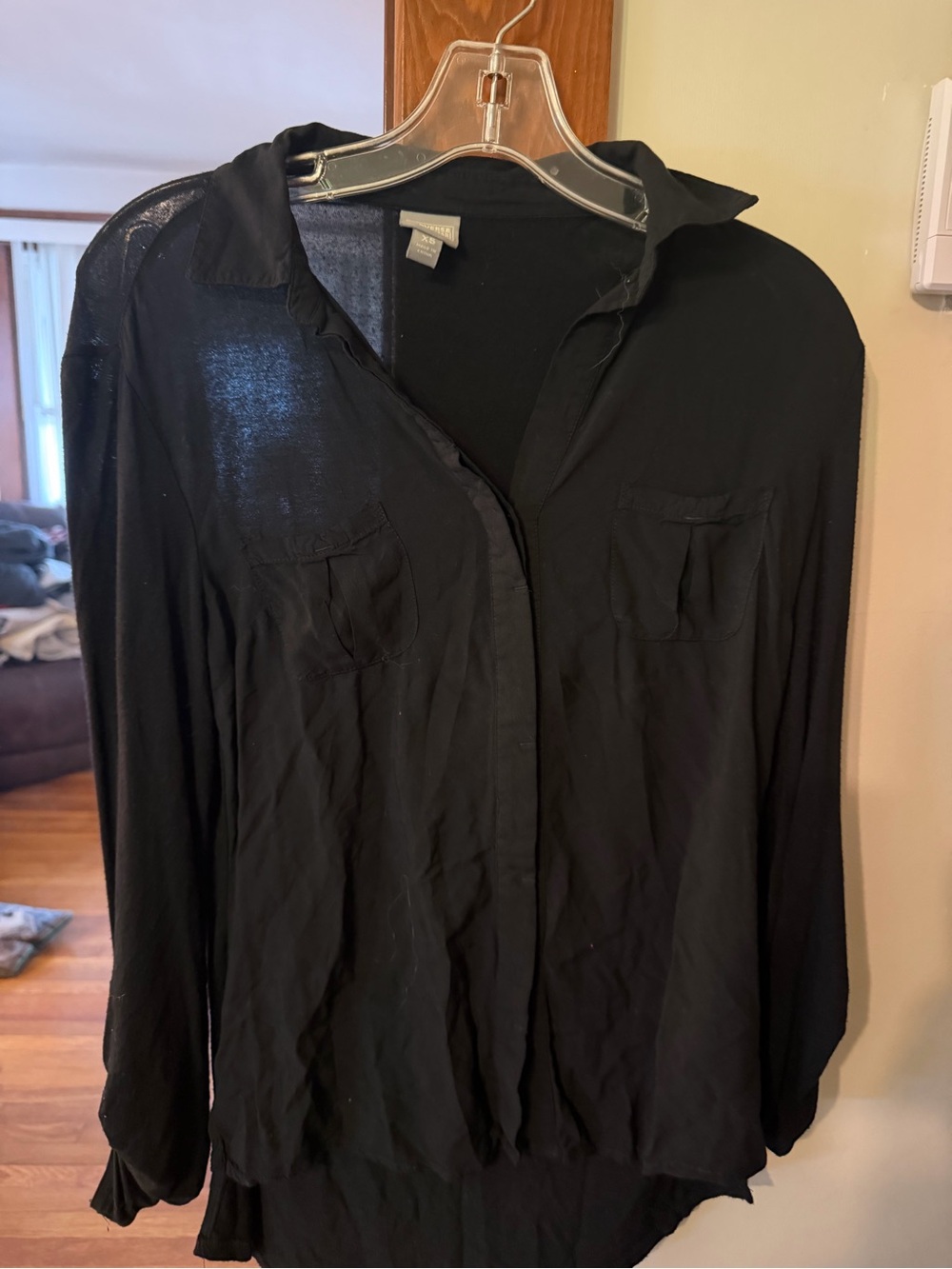 Converse women’s Black Long-Sleeve Button-Down Shirt